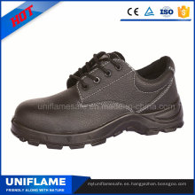 Zapatos de trabajo de seguridad de hombre de construcción de cuero negro Ufa023